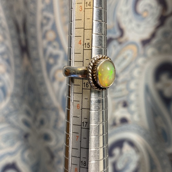 Genuine Ethiopian Opal Gemstone Ring, 925 Sterling Silver - Picture 14 of 16